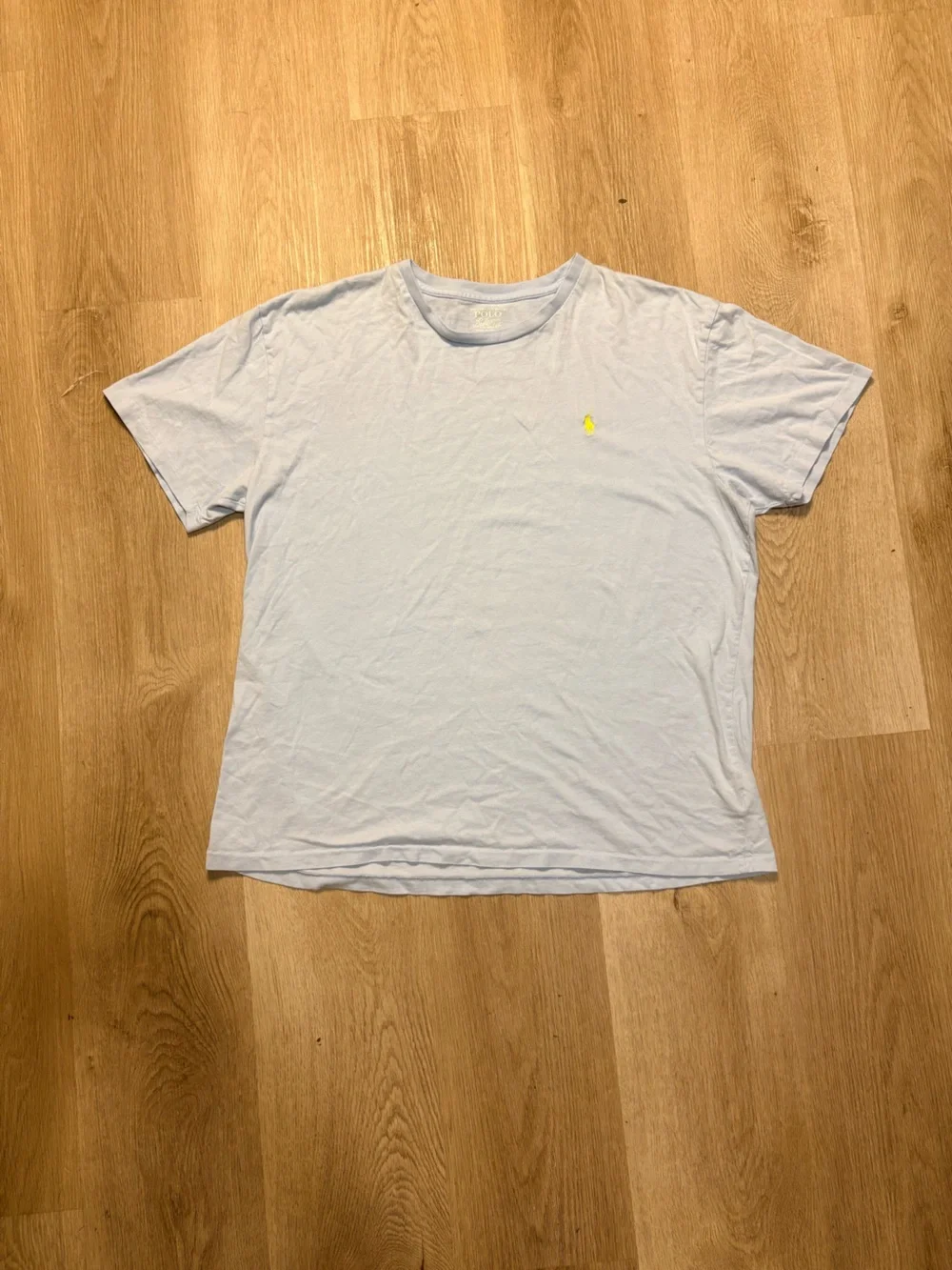 Polo Ralph Lauren Baby Blue T-Shirt Size Large w/ Yellow Logo Casual Comfy